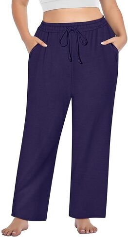 RITERA Plus Size Pants for Women Soft Lounge Joggers Sweatpants Casual Loose Comfy Pajama Drawstring Pant with Pockets XL-5XL in Kuwait