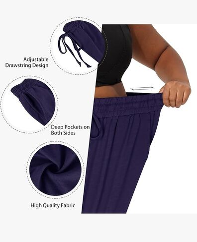 RITERA Plus Size Pants for Women Soft Lounge Joggers Sweatpants Casual Loose Comfy Pajama Drawstring Pant with Pockets XL-5XL in Kuwait