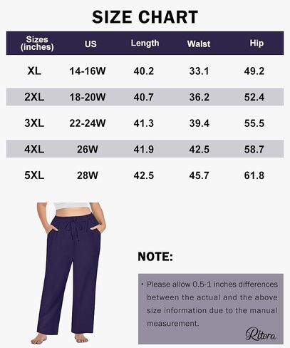 RITERA Plus Size Pants for Women Soft Lounge Joggers Sweatpants Casual Loose Comfy Pajama Drawstring Pant with Pockets XL-5XL in Kuwait