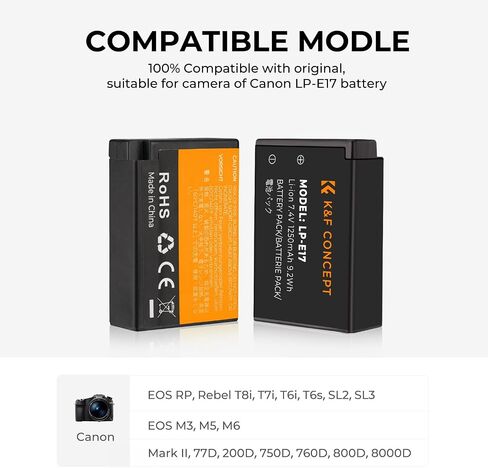 K&F Concept EN-EL15 EN-EL15C Battery and Dual Slot Charger for Nikon Z8 Battery Compatible with Nikon Z6ii Z6 Z7 D850 D780 D750 D7500 Camera, 2100mAh in Saudi Arabia
