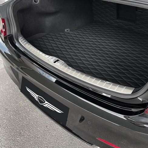 Genesis G80 Stainless Steel Trunk Bumper Protector, Rear Interior Bumper Sill Plate Guard Cover, Rear Outside Bumper Sill Plate Guard Cover Trim (Silver) in Saudi Arabia