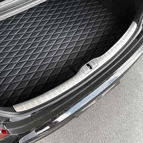 Genesis G80 Stainless Steel Trunk Bumper Protector, Rear Interior Bumper Sill Plate Guard Cover, Rear Outside Bumper Sill Plate Guard Cover Trim (Silver) in Saudi Arabia