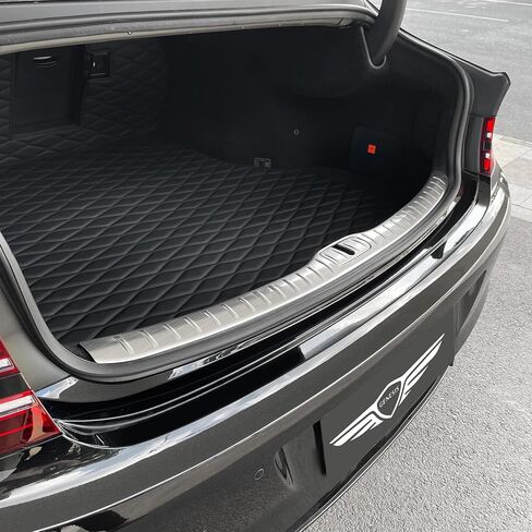 Genesis G80 Stainless Steel Trunk Bumper Protector, Rear Interior Bumper Sill Plate Guard Cover, Rear Outside Bumper Sill Plate Guard Cover Trim (Silver) in Saudi Arabia