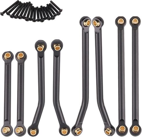 RC Aluminum Alloy High Clearance Links Set Chassis Linkage Suspension Links Compatible with Traxxas TRX4M 1/18 Bronco Defender RC Crawler Upgrade Parts, 8PCS - Black in Saudi Arabia