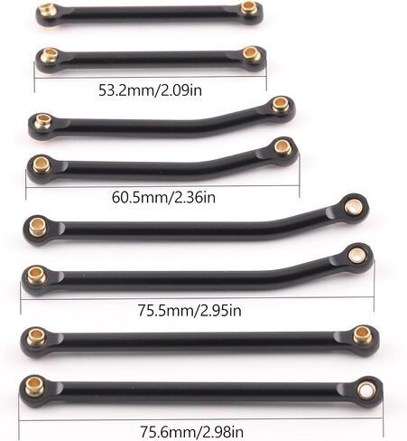 RC Aluminum Alloy High Clearance Links Set Chassis Linkage Suspension Links Compatible with Traxxas TRX4M 1/18 Bronco Defender RC Crawler Upgrade Parts, 8PCS - Black in Saudi Arabia