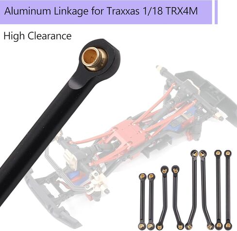 RC Aluminum Alloy High Clearance Links Set Chassis Linkage Suspension Links Compatible with Traxxas TRX4M 1/18 Bronco Defender RC Crawler Upgrade Parts, 8PCS - Black in Saudi Arabia