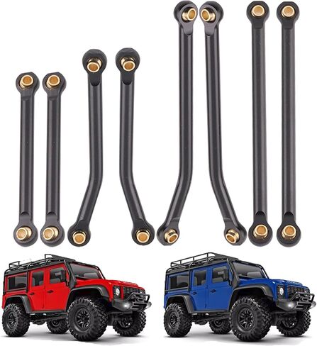 RC Aluminum Alloy High Clearance Links Set Chassis Linkage Suspension Links Compatible with Traxxas TRX4M 1/18 Bronco Defender RC Crawler Upgrade Parts, 8PCS - Black in Saudi Arabia