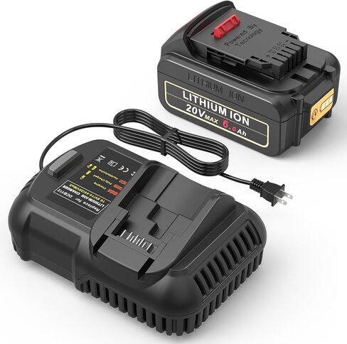 Futurebatt 20V Max Battery for DEWALT 20-Volt MAX Tools 6.0Ah الليثيوم استبدال البطارية DCB206 DCB205 DCB204 DCB203 DCB201 DCB200 DCB181 DCB180 DCD DCF DCG DCS Series in Kuwait