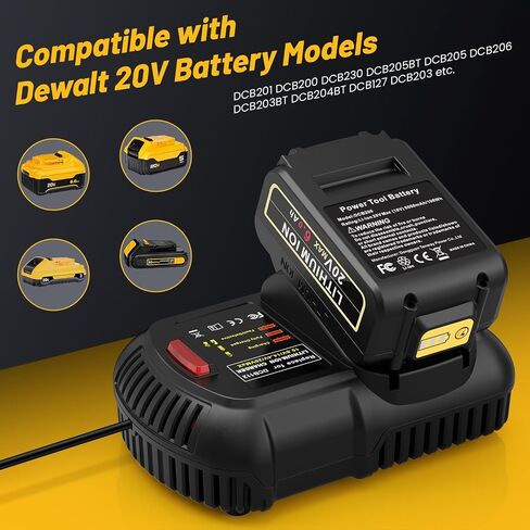 Futurebatt 20V Max Battery for DEWALT 20-Volt MAX Tools 6.0Ah الليثيوم استبدال البطارية DCB206 DCB205 DCB204 DCB203 DCB201 DCB200 DCB181 DCB180 DCD DCF DCG DCS Series in Kuwait