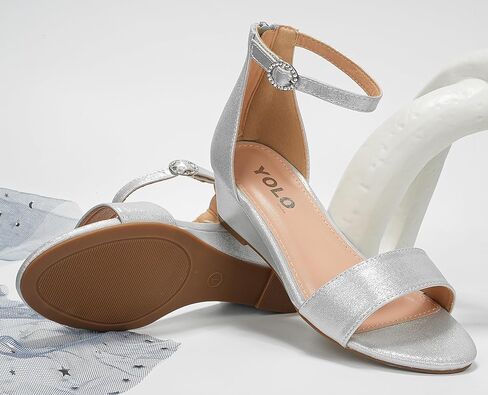 Girls High Heels Sandal for Girls Open Toe Ankle Buckle Strap Dress Shoes for Little Big Kids in Wedding Party Block Chunky Pump Sandals Chunky Pump Sandals in Saudi Arabia