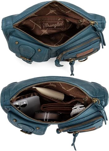 Wrangler Crossbody Bag for Women Soft Washed Leather Multi Pocket Shoulder Purses in Saudi Arabia