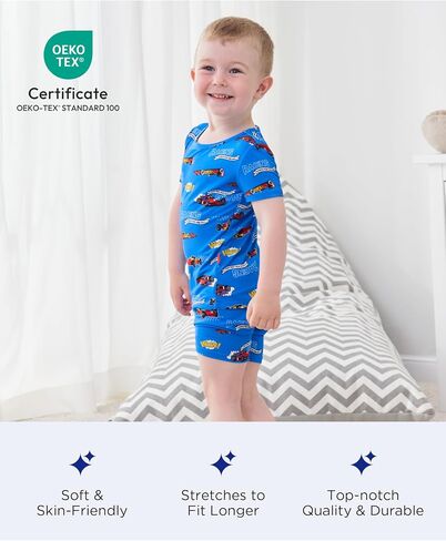 Bamboo Viscose Toddler Pajamas Sets, Kid Boy Girl Snug Fit Short Sleeve Summer Sleepwear Pjs 2pcs Set in Saudi Arabia