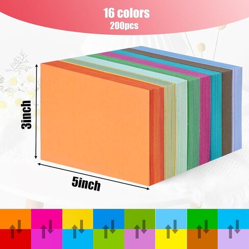 200PCS Thickened Index Cards, 3x5 Flash Cards Colorful Blank Notecards Flashcards for Studying Memory Game Cards Double-sided Colors in Kuwait