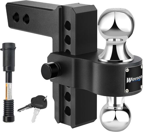Adjustable Trailer Hitch, Fits 2-Inch Receiver Heavy Duty Aluminum Tow Hitch, 6-Inch Drop/Rise for Truck (12,500 LBS GTW) - Double Anti-Theft Locking Hitch Pins (Black) in Saudi Arabia