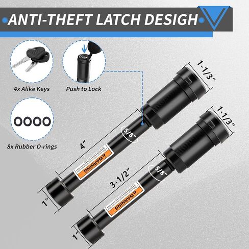Adjustable Trailer Hitch, Fits 2-Inch Receiver Heavy Duty Aluminum Tow Hitch, 6-Inch Drop/Rise for Truck (12,500 LBS GTW) - Double Anti-Theft Locking Hitch Pins (Black) in Saudi Arabia