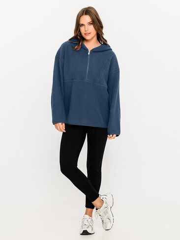 Glamaker Women's Oversized Sherpa Hoodies Fuzzy Fleece Quarter Zip Pullover Sweatshirts Fall Outfits With Pockets in Saudi Arabia