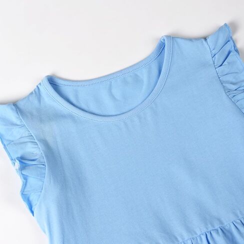 HILEELANG Little Girls Short Sleeve Dresses Easter Summer Cotton Casual Skater Swing Twirly Sundress in Kuwait