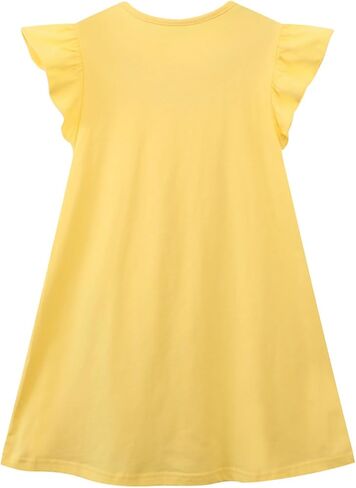 HILEELANG Little Girls Short Sleeve Dresses Easter Summer Cotton Casual Skater Swing Twirly Sundress in Kuwait