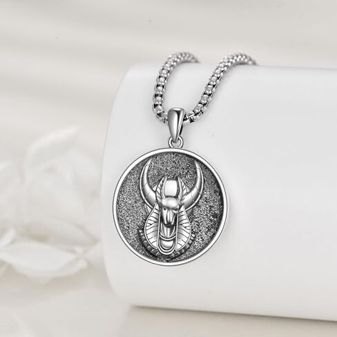 Egyptian Necklace 925 Sterling Silver Anubis Ankh Eye of Horus Necklace Egypt Scarab Pendant Jewelry Gift for Men Women in Saudi Arabia