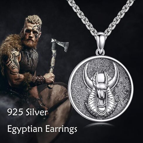 Egyptian Necklace 925 Sterling Silver Anubis Ankh Eye of Horus Necklace Egypt Scarab Pendant Jewelry Gift for Men Women in Saudi Arabia