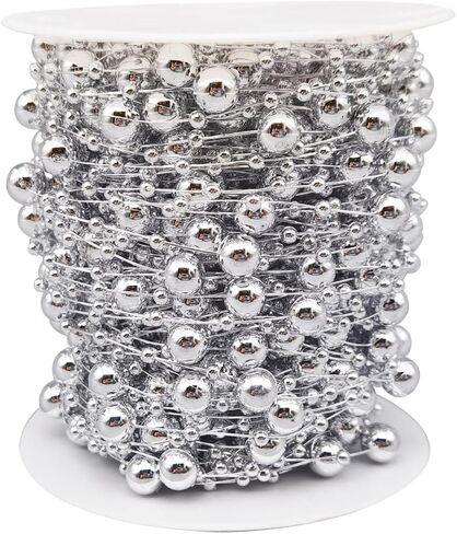 INSPIRELLE 99 Feet Rose Gold Christmas Tree Beads Artificial Pearls Beads Garland Chain Plastic Bead Roll for DIY Christmas Wedding Decoration in Saudi Arabia