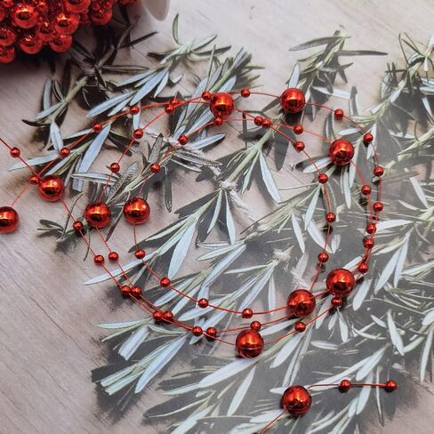 INSPIRELLE 99 Feet Rose Gold Christmas Tree Beads Artificial Pearls Beads Garland Chain Plastic Bead Roll for DIY Christmas Wedding Decoration in Saudi Arabia