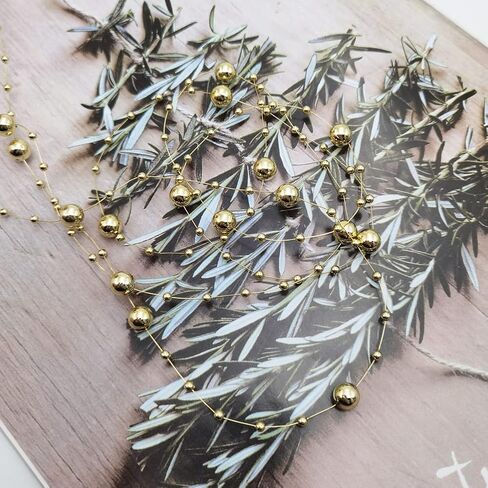 INSPIRELLE 99 Feet Rose Gold Christmas Tree Beads Artificial Pearls Beads Garland Chain Plastic Bead Roll for DIY Christmas Wedding Decoration in Kuwait