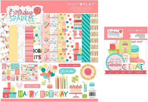 مجموعة Generic Photoplay Christmas Sparkle Collection - مجموعة مجموعة 12 × 12 + قوالب بطاقات Ephemera، مختلطة، PP-BDS-08 in Saudi Arabia