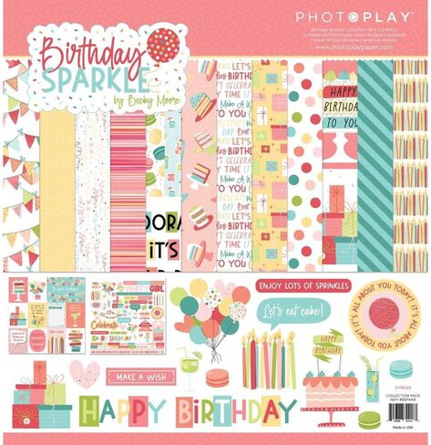مجموعة Generic Photoplay Christmas Sparkle Collection - مجموعة مجموعة 12 × 12 + قوالب بطاقات Ephemera، مختلطة، PP-BDS-08 in Saudi Arabia