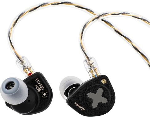 Linsoul SIMGOT EW300 1DD+1Planar+1PZT محرك هجين في شاشة الأذن، سماعات أذن سلكية IEM، سماعات أذن للألعاب مع فوهات قابلة للفصل، كابل OFC IEM مطلي بالفضة للموسيقي الصوتي (EW300 DSP) in Kuwait