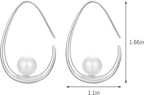 14k Gold Plated Lightweight Pearl Earrings,Trendy Jewelry,Teardrop Hoop Earrings for Women,Pearl Drop Earrings,Elegant Jewelry for Gifts in Saudi Arabia