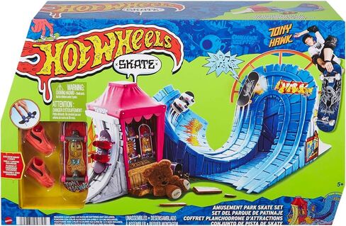 Hot Wheels Skate Amusement Park Skate Set, with 1 Exclusive Tony Hawk Fingerboard & 1 Pair of Skate Shoes, Kid-Activated Sounds, Toy for Kids in Saudi Arabia
