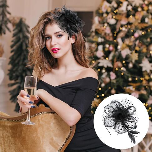 Giantree Fascinators Hat for Women, Classic Retro Tea Party Mesh Hair Clip Elegant Lace Hat for Cocktail Party Wedding in Saudi Arabia