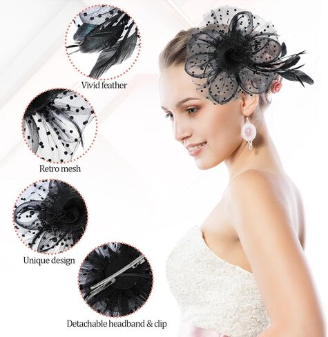 Giantree Fascinators Hat for Women, Classic Retro Tea Party Mesh Hair Clip Elegant Lace Hat for Cocktail Party Wedding in Saudi Arabia