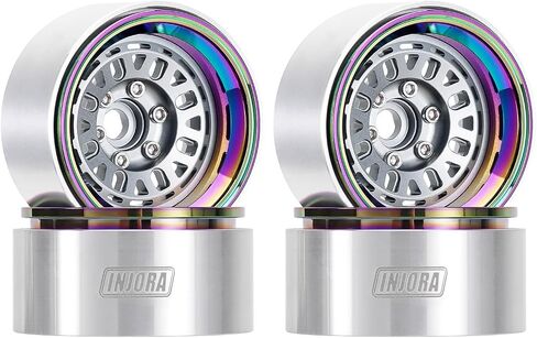INJORA -10mm Offset Aluminum 1.9" Beadlock Wheel Rim for SCX10 TRX4 VS4-10 Gen8 1/10 RC Crawler Upgrade(Grey) in Saudi Arabia
