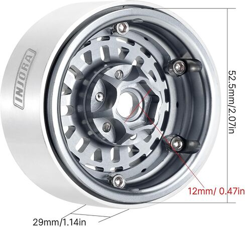 INJORA -10mm Offset Aluminum 1.9" Beadlock Wheel Rim for SCX10 TRX4 VS4-10 Gen8 1/10 RC Crawler Upgrade(Grey) in Saudi Arabia