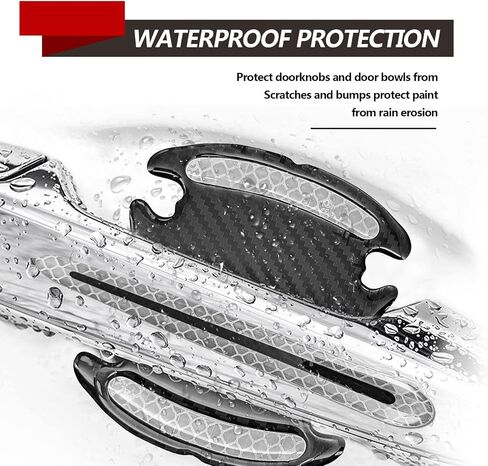 8PCS Car Door Handle Stickers, Universal Anti-Scratches Auto Door Handle Protective Films, 3D Carbon Fiber Anti Scratches Protective Films, with Safety Reflective Strips (Blue) in Saudi Arabia