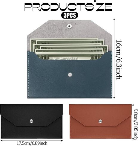 3 PCS Reusable Budget Envelope Cash Envelope Wallet PU Leather Cash Money Pouch Cash Stuffing Wallet Cash Envelope Cash Tip Envelopes Cash Wallet Envelope for Cash, Checks, Bills in Saudi Arabia