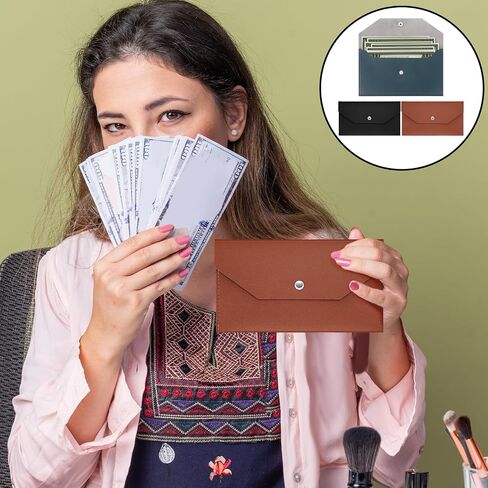 3 PCS Reusable Budget Envelope Cash Envelope Wallet PU Leather Cash Money Pouch Cash Stuffing Wallet Cash Envelope Cash Tip Envelopes Cash Wallet Envelope for Cash, Checks, Bills in Saudi Arabia