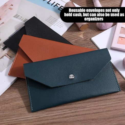 3 PCS Reusable Budget Envelope Cash Envelope Wallet PU Leather Cash Money Pouch Cash Stuffing Wallet Cash Envelope Cash Tip Envelopes Cash Wallet Envelope for Cash, Checks, Bills in Saudi Arabia