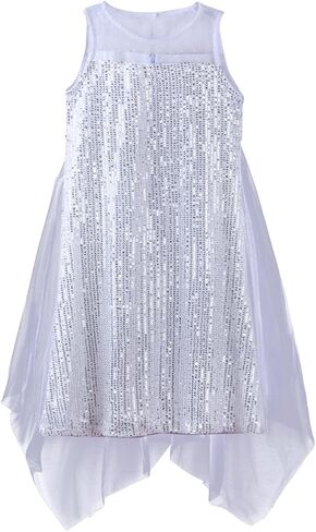Girl Sequin Dress Kids Sparkle Sleeveless Tulle Party Prom Mesh Dress in Saudi Arabia