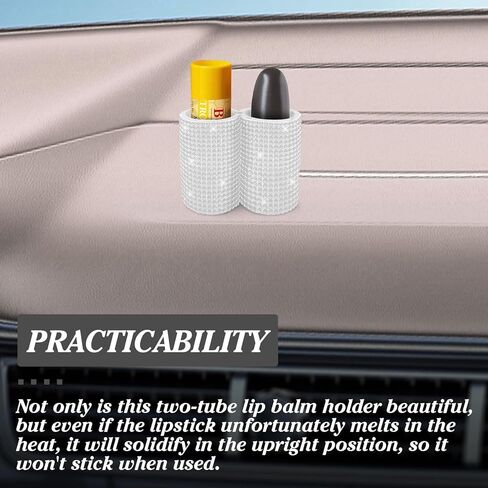 New Type Car Lipstick Holder, Upright Lip Balm Holder No Melt,Buling Girl Car Accessories Interior, Suitable for Various Car Models. (Black Bling) in Kuwait