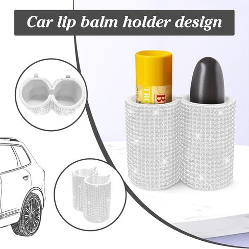 New Type Car Lipstick Holder, Upright Lip Balm Holder No Melt,Buling Girl Car Accessories Interior, Suitable for Various Car Models. (Black Bling) in Kuwait