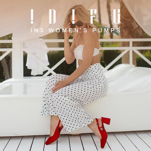 IDIFU IN3 Women's Pumps Closed Toe Chunky Heels Low Slingback Block Square Toe Short Thick Heels Wedding Bride Prom Office Bridal Work Dress Shoes for Women Comfortable Cute Professional Pumps Shoes in Saudi Arabia