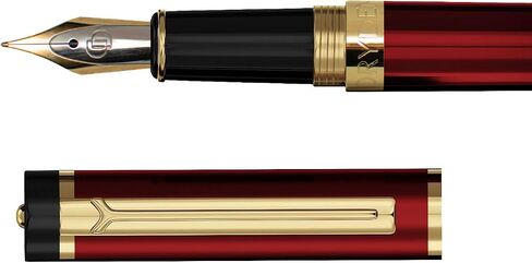 Dryden Designs Medium Nib Fountain Calligraphy Pen |12 Black & 12 Blue with Ink Refill Converter| No Leak, Smooth Flow, Consistent Writing | Left-and Right-Handed | Royal Red in Saudi Arabia