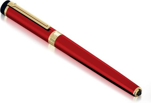 Dryden Designs Medium Nib Fountain Calligraphy Pen |12 Black & 12 Blue with Ink Refill Converter| No Leak, Smooth Flow, Consistent Writing | Left-and Right-Handed | Royal Red in Saudi Arabia