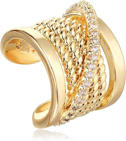 Ear Cuff Earrings for Women Non Piercing Clip On Chunky Earrings Cartilage Wrap Ear Cuffs 14k Gold Plated Cubic Zirconia Hypoallergenic Jewelry Gifts, Single in Kuwait