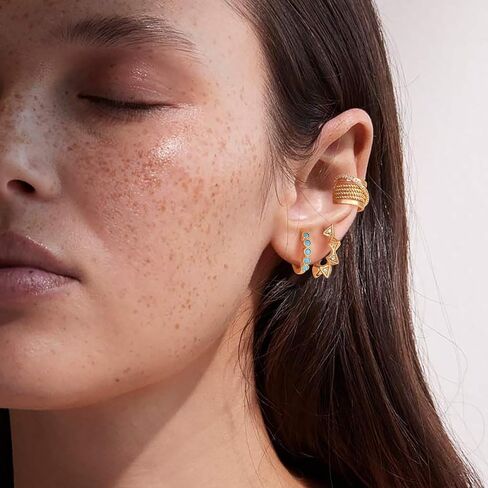 Ear Cuff Earrings for Women Non Piercing Clip On Chunky Earrings Cartilage Wrap Ear Cuffs 14k Gold Plated Cubic Zirconia Hypoallergenic Jewelry Gifts, Single in Kuwait