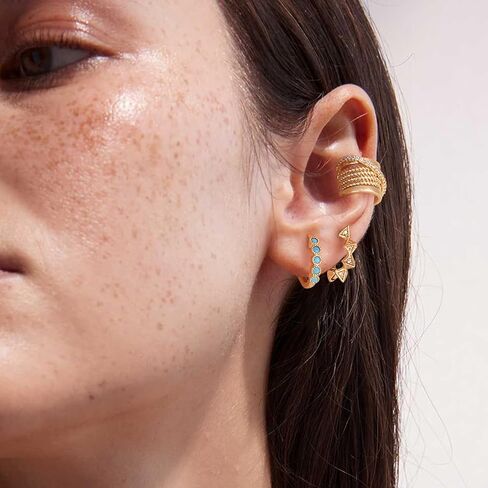 Ear Cuff Earrings for Women Non Piercing Clip On Chunky Earrings Cartilage Wrap Ear Cuffs 14k Gold Plated Cubic Zirconia Hypoallergenic Jewelry Gifts, Single in Kuwait