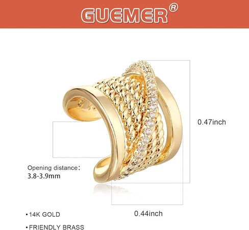 Ear Cuff Earrings for Women Non Piercing Clip On Chunky Earrings Cartilage Wrap Ear Cuffs 14k Gold Plated Cubic Zirconia Hypoallergenic Jewelry Gifts, Single in Kuwait